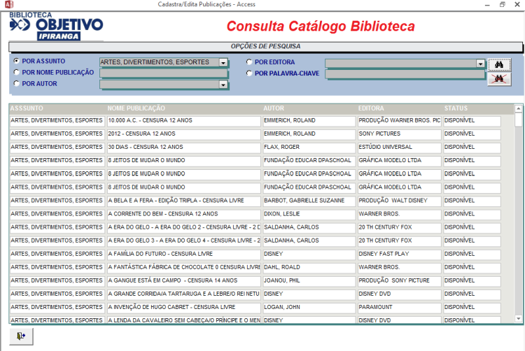 software biblioteca catalogo controle livros - visual basic